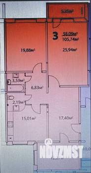3-к квартира, вторичка, 105м2, 2/11 этаж