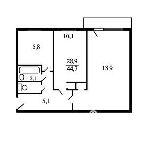 2-к квартира, вторичка, 45м2, 4/9 этаж