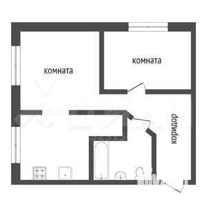 2-к квартира, вторичка, 43м2, 1/4 этаж