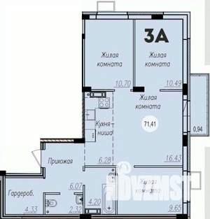 3-к квартира, строящийся дом, 72м2, 2/15 этаж