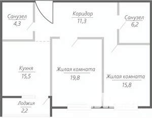 2-к квартира, строящийся дом, 75м2, 10/15 этаж