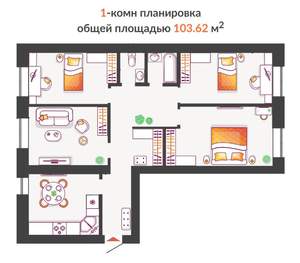 1-к квартира, строящийся дом, 104м2, 10/10 этаж