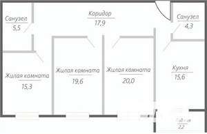 3-к квартира, строящийся дом, 100м2, 10/15 этаж