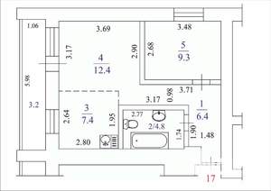2-к квартира, вторичка, 40м2, 3/14 этаж