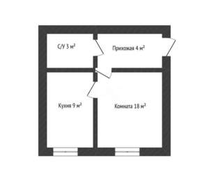 1-к квартира, вторичка, 34м2, 4/5 этаж