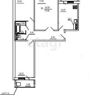 3-к квартира, вторичка, 68м2, 2/9 этаж