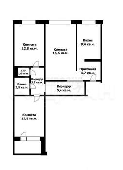 3-к квартира, вторичка, 69м2, 3/9 этаж