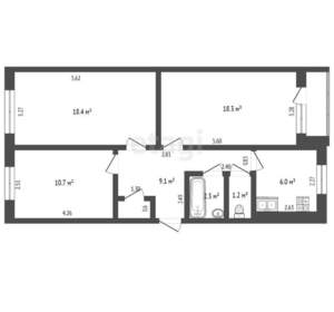 3-к квартира, вторичка, 67м2, 2/5 этаж