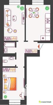 2-к квартира, вторичка, 61м2, 10/11 этаж