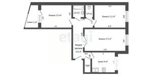 3-к квартира, вторичка, 65м2, 4/9 этаж