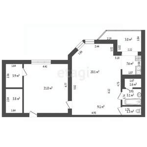 2-к квартира, вторичка, 72м2, 3/16 этаж