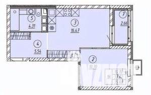 1-к квартира, строящийся дом, 38м2, 2/9 этаж