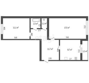 2-к квартира, вторичка, 56м2, 4/5 этаж