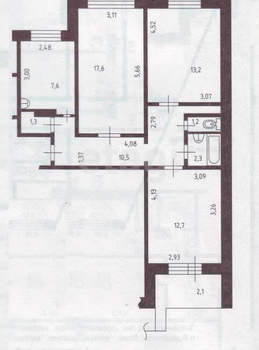 3-к квартира, вторичка, 66м2, 7/9 этаж