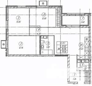 3-к квартира, строящийся дом, 80м2, 1/9 этаж