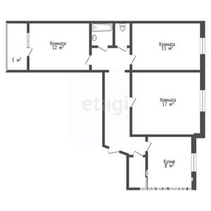 3-к квартира, вторичка, 66м2, 1/9 этаж