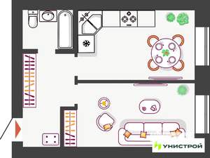 1-к квартира, вторичка, 42м2, 10/11 этаж