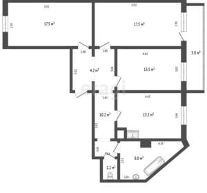 3-к квартира, вторичка, 86м2, 12/14 этаж