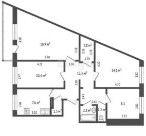 4-к квартира, вторичка, 79м2, 1/9 этаж