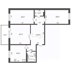 3-к квартира, вторичка, 78м2, 3/9 этаж