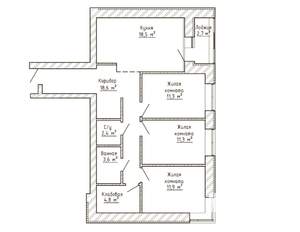 3-к квартира, строящийся дом, 84м2, 1/9 этаж