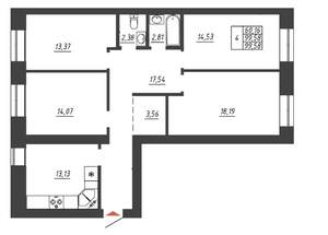 4-к квартира, вторичка, 102м2, 9/10 этаж