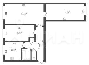 3-к квартира, вторичка, 60м2, 2/5 этаж