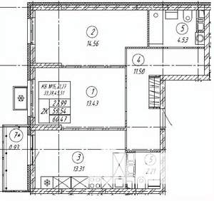 2-к квартира, строящийся дом, 60м2, 8/9 этаж