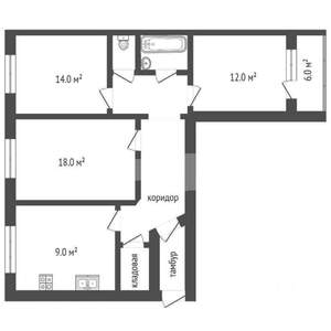 3-к квартира, вторичка, 67м2, 9/10 этаж