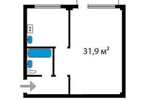 1-к квартира, вторичка, 32м2, 4/4 этаж