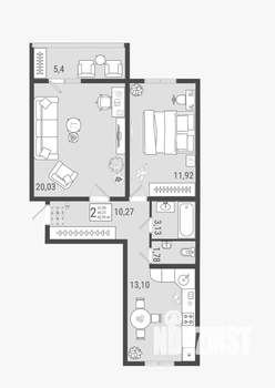 2-к квартира, вторичка, 63м2, 5/9 этаж