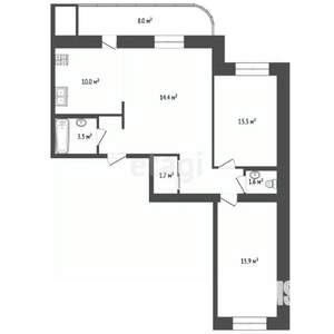 3-к квартира, вторичка, 74м2, 5/18 этаж