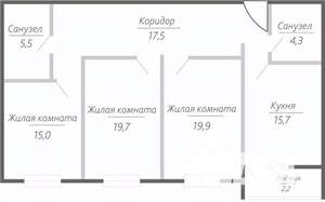 3-к квартира, строящийся дом, 100м2, 7/15 этаж