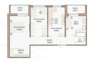 3-к квартира, вторичка, 80м2, 10/16 этаж