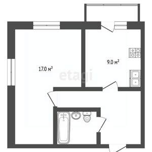 1-к квартира, вторичка, 40м2, 5/5 этаж