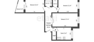 3-к квартира, вторичка, 65м2, 4/9 этаж