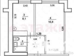 1-к квартира, вторичка, 32м2, 4/16 этаж