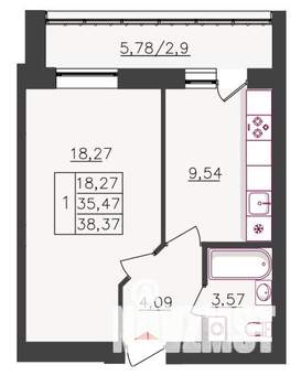 1-к квартира, вторичка, 38м2, 10/10 этаж