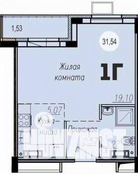 1-к квартира, строящийся дом, 32м2, 9/15 этаж