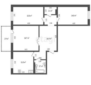 3-к квартира, вторичка, 78м2, 3/9 этаж