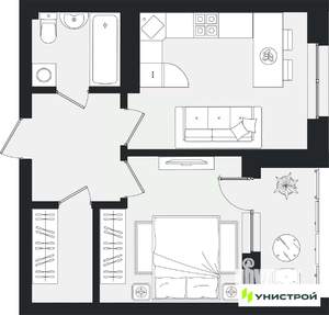 1-к квартира, вторичка, 41м2, 2/16 этаж