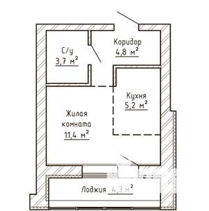 1-к квартира, строящийся дом, 27м2, 9/9 этаж