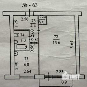 1-к квартира, вторичка, 30м2, 4/5 этаж