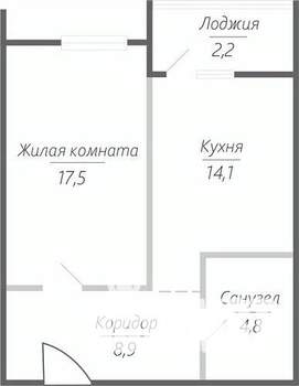 1-к квартира, строящийся дом, 48м2, 8/15 этаж