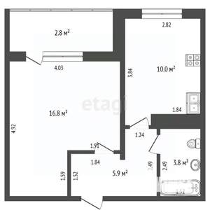 1-к квартира, вторичка, 40м2, 15/16 этаж