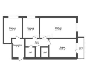 3-к квартира, вторичка, 86м2, 3/3 этаж