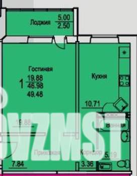 1-к квартира, вторичка, 49м2, 4/9 этаж