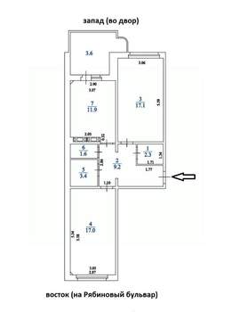 2-к квартира, вторичка, 66м2, 8/9 этаж