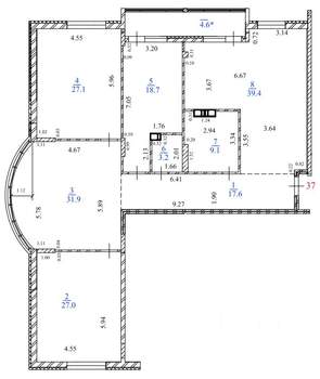 4-к квартира, строящийся дом, 179м2, 8/15 этаж