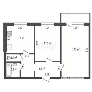 2-к квартира, вторичка, 50м2, 7/9 этаж